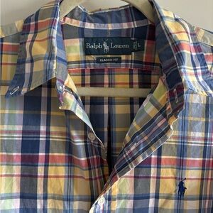 Ralph Lauren Blue and Yellow Casual Button Down Shirt